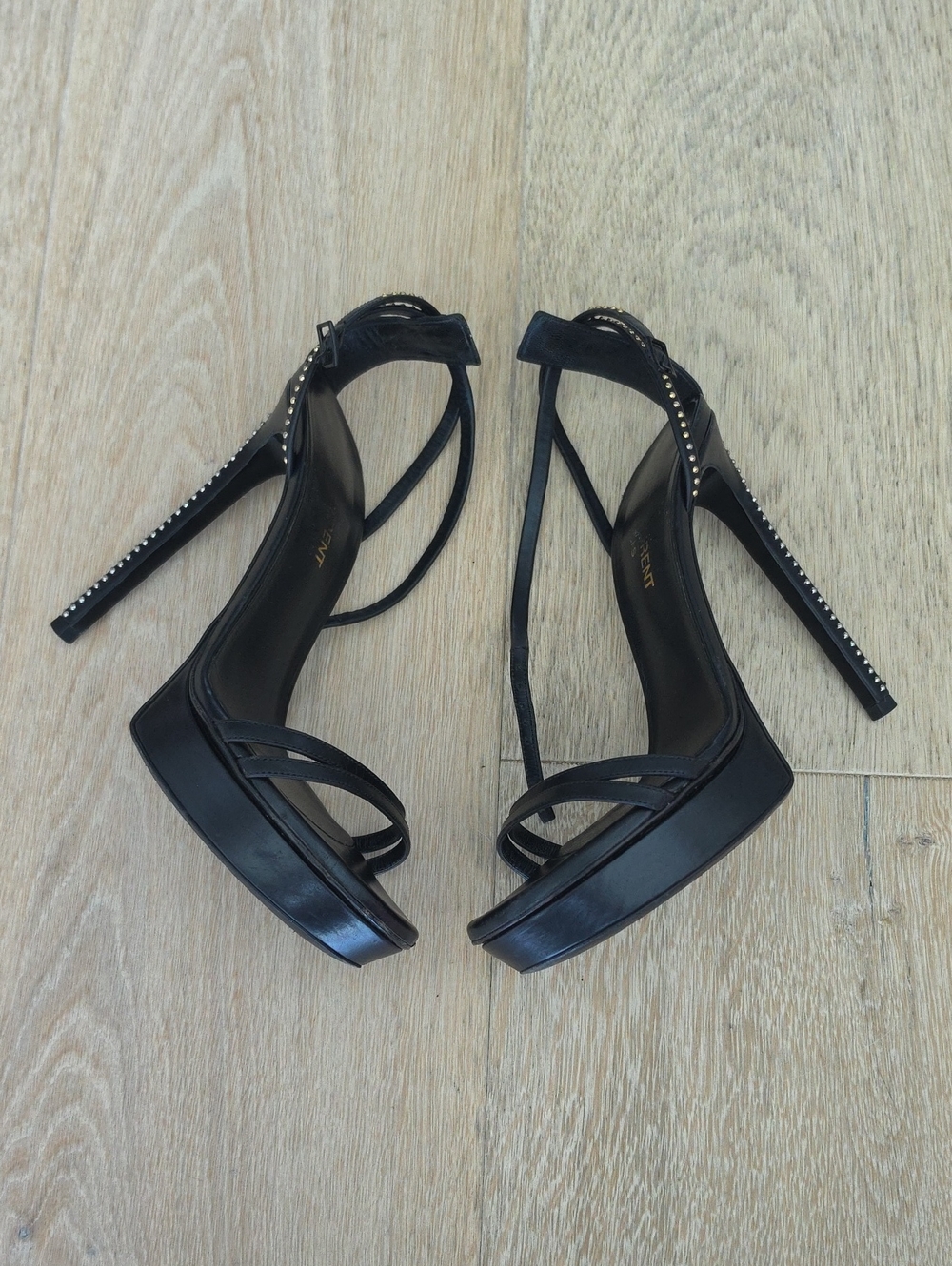 Saint Laurent 'Jane' Double Strap Studded Sandals - Picture 3 of 11